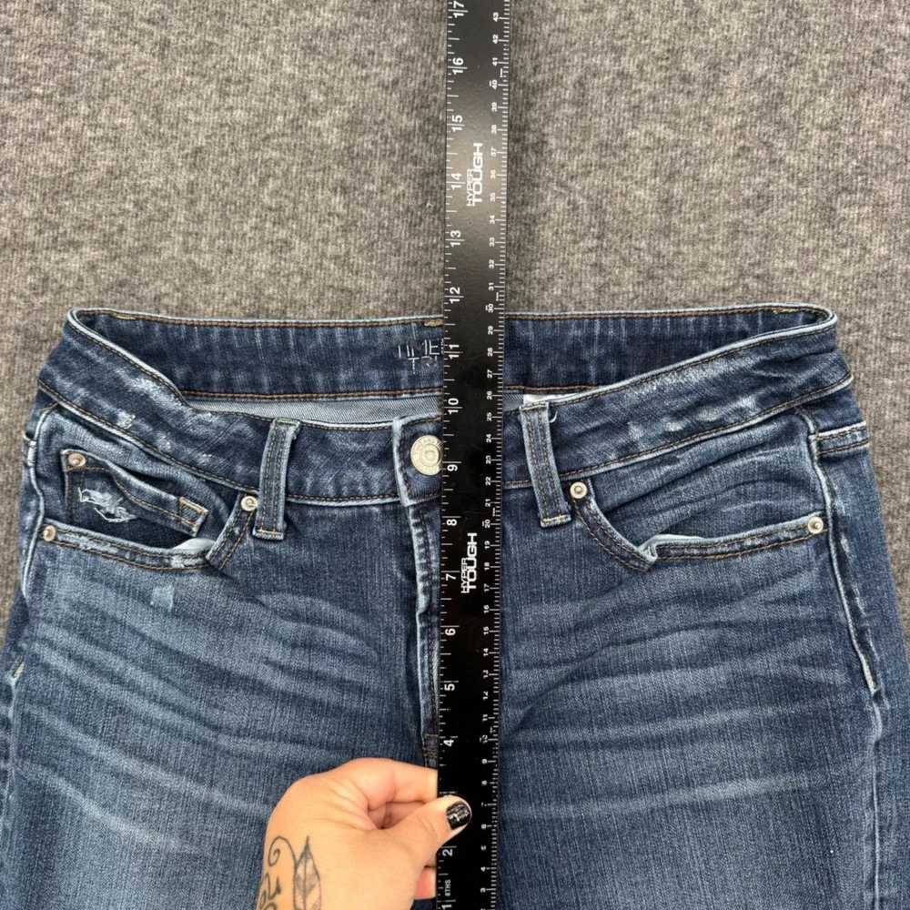 Time and Tru Womens High Rise Bootcut Distressed Jeans Blue Size 10 Petite Ankle